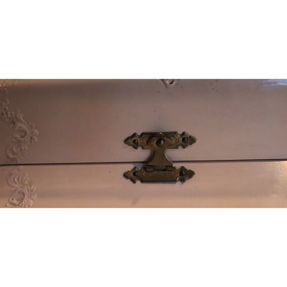 Antique Victorian Art Nouveau Pressed Celluloid & Velvet Brush/Comb Storage Box - Picture 7 of 8